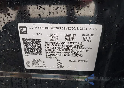 2024 Chevrolet Equinox Fwd Lt from USA, damaged, VIN 3GNAXKEG2RL115742